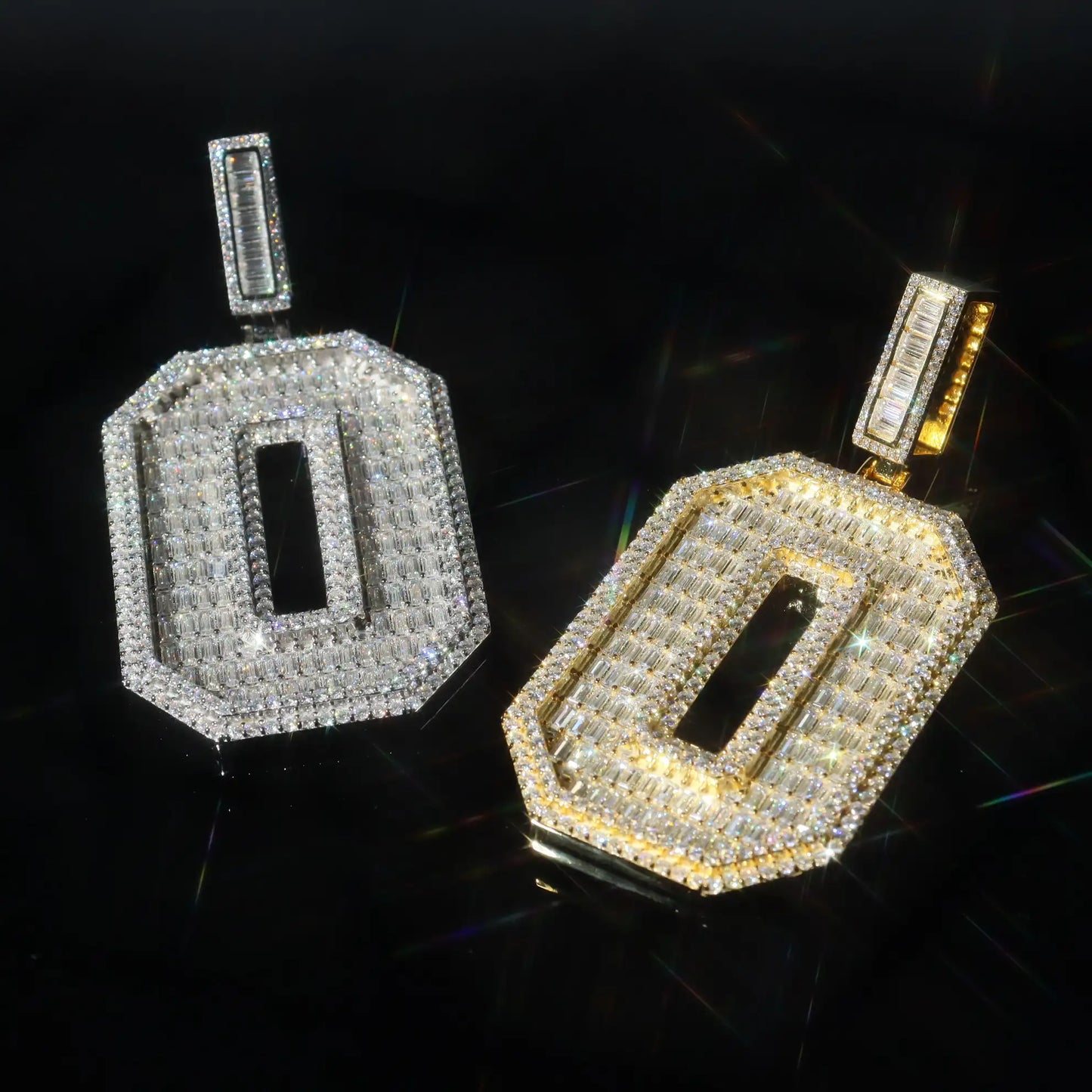 Baguette Cut Number Custom Pendant