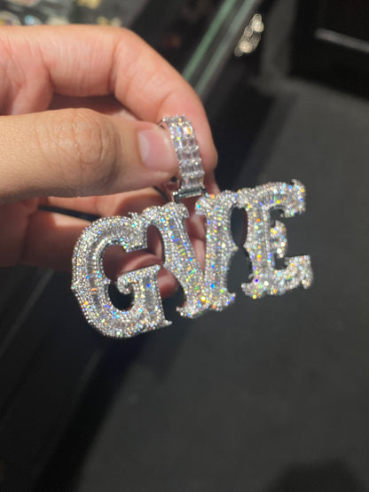 Baguette Spiked Letter Custom Pendant