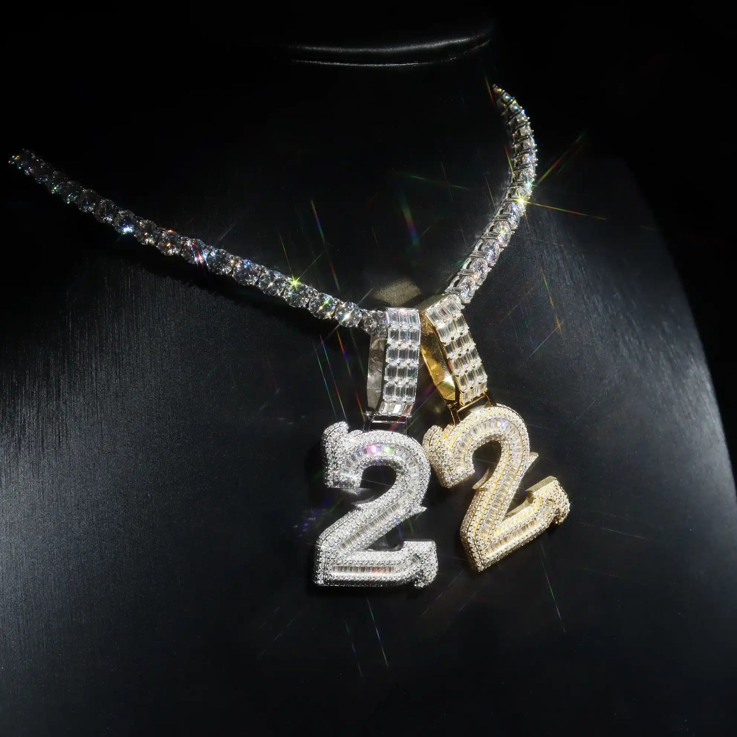 Baguette Spiked Number Custom Pendant