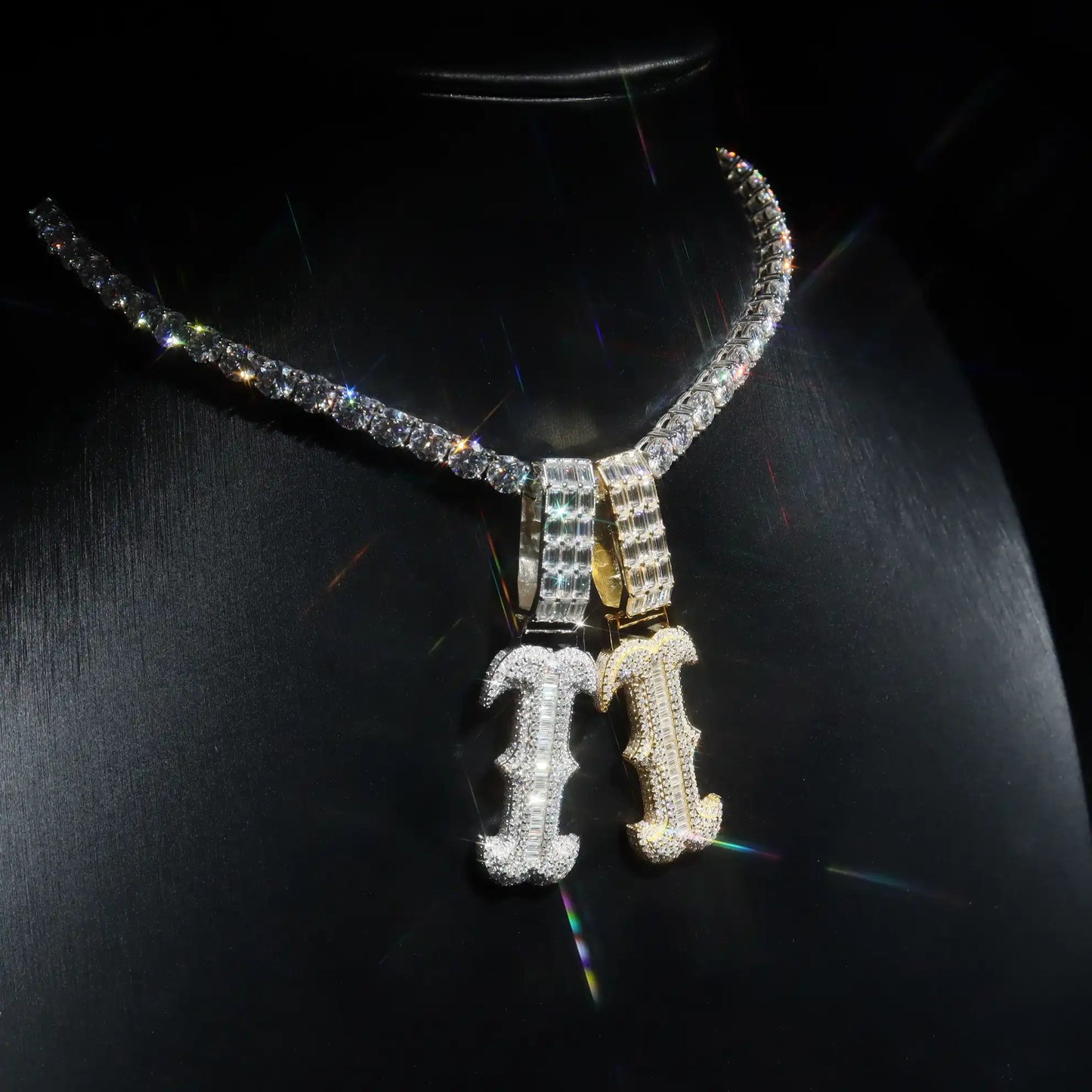 Baguette Spiked Number Custom Pendant