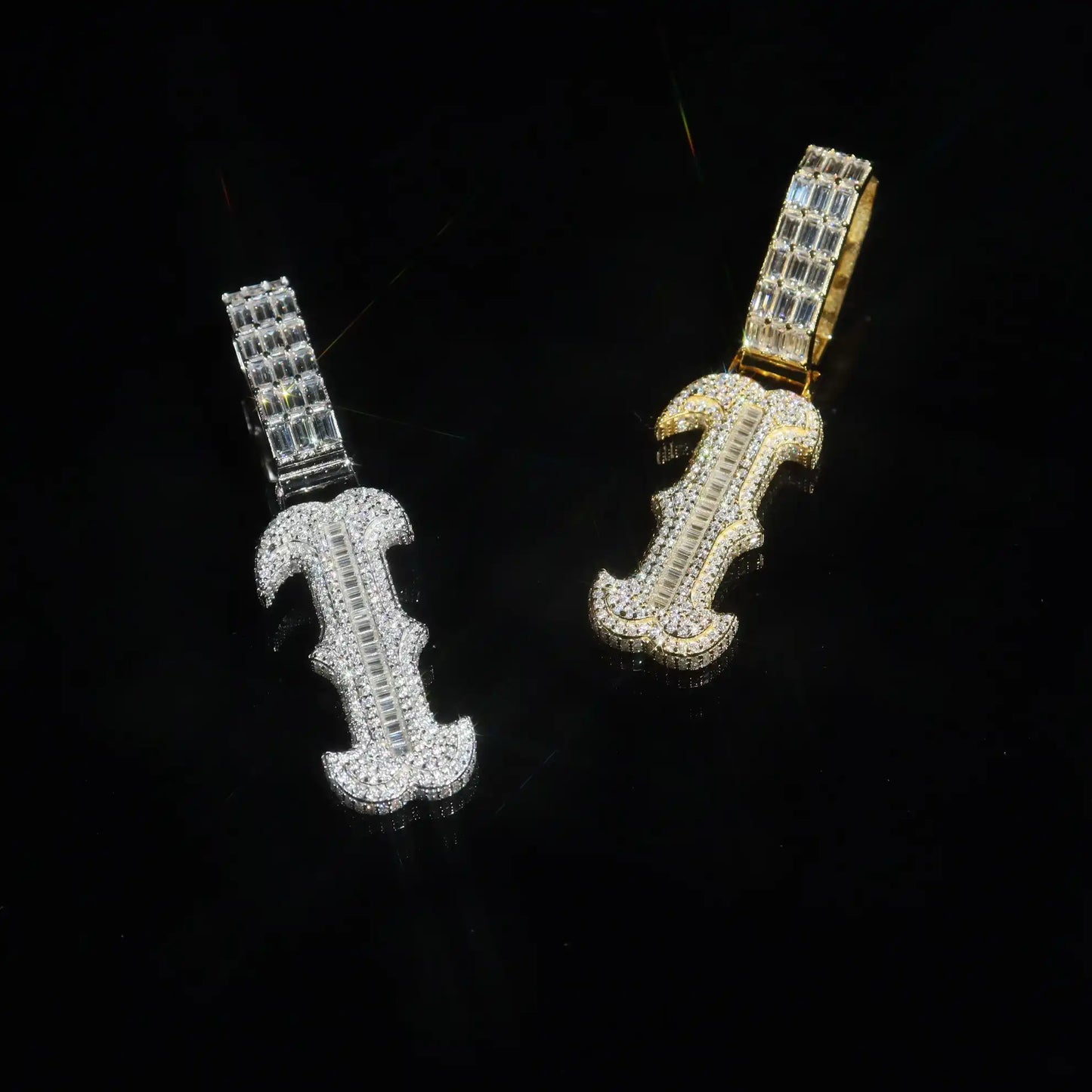 Baguette Spiked Number Custom Pendant