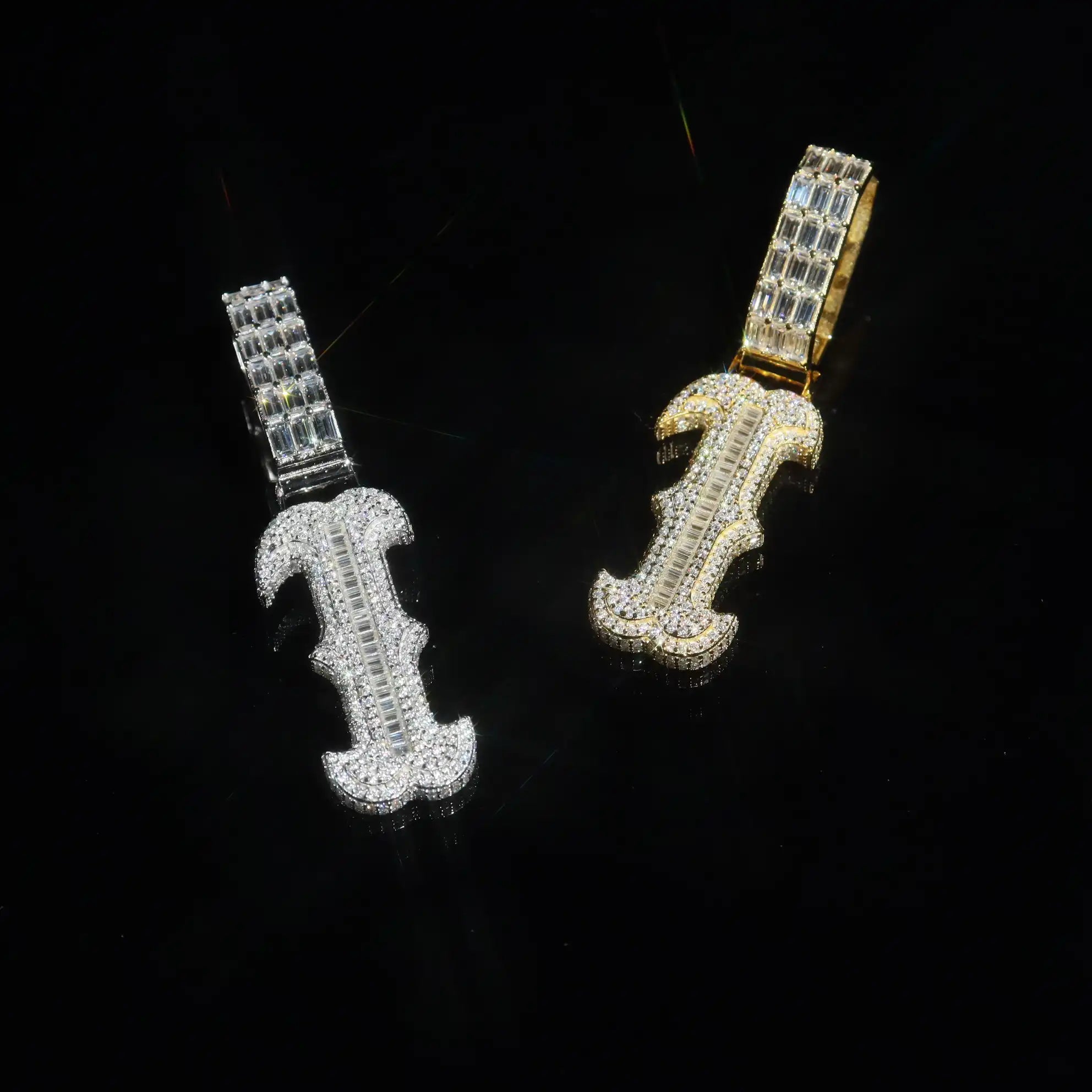 Baguette Spiked Number Custom Pendant