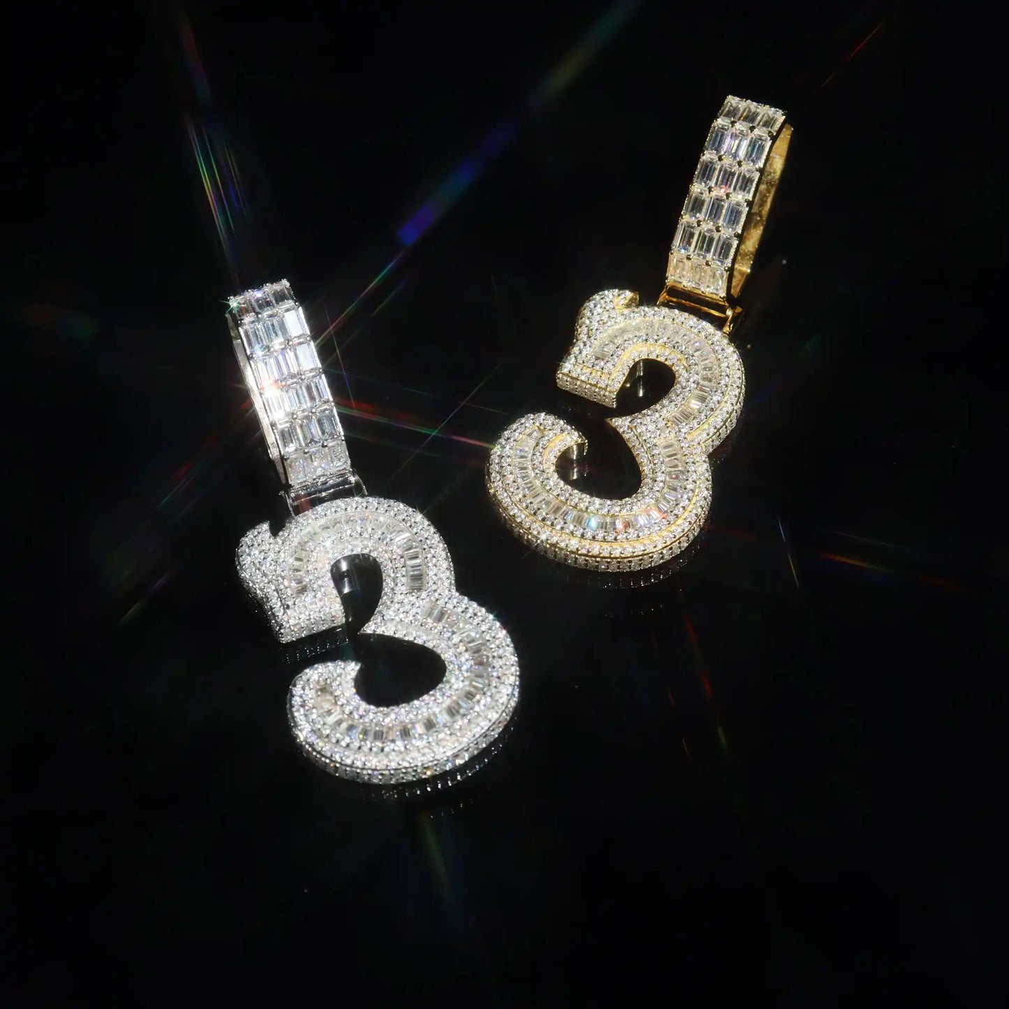 Baguette Spiked Number Custom Pendant