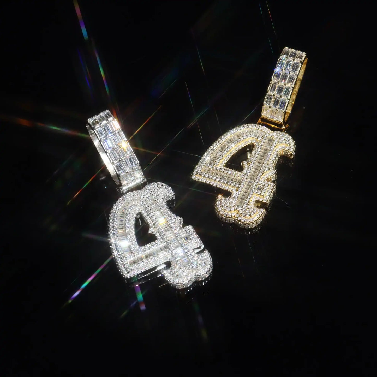 Baguette Spiked Number Custom Pendant