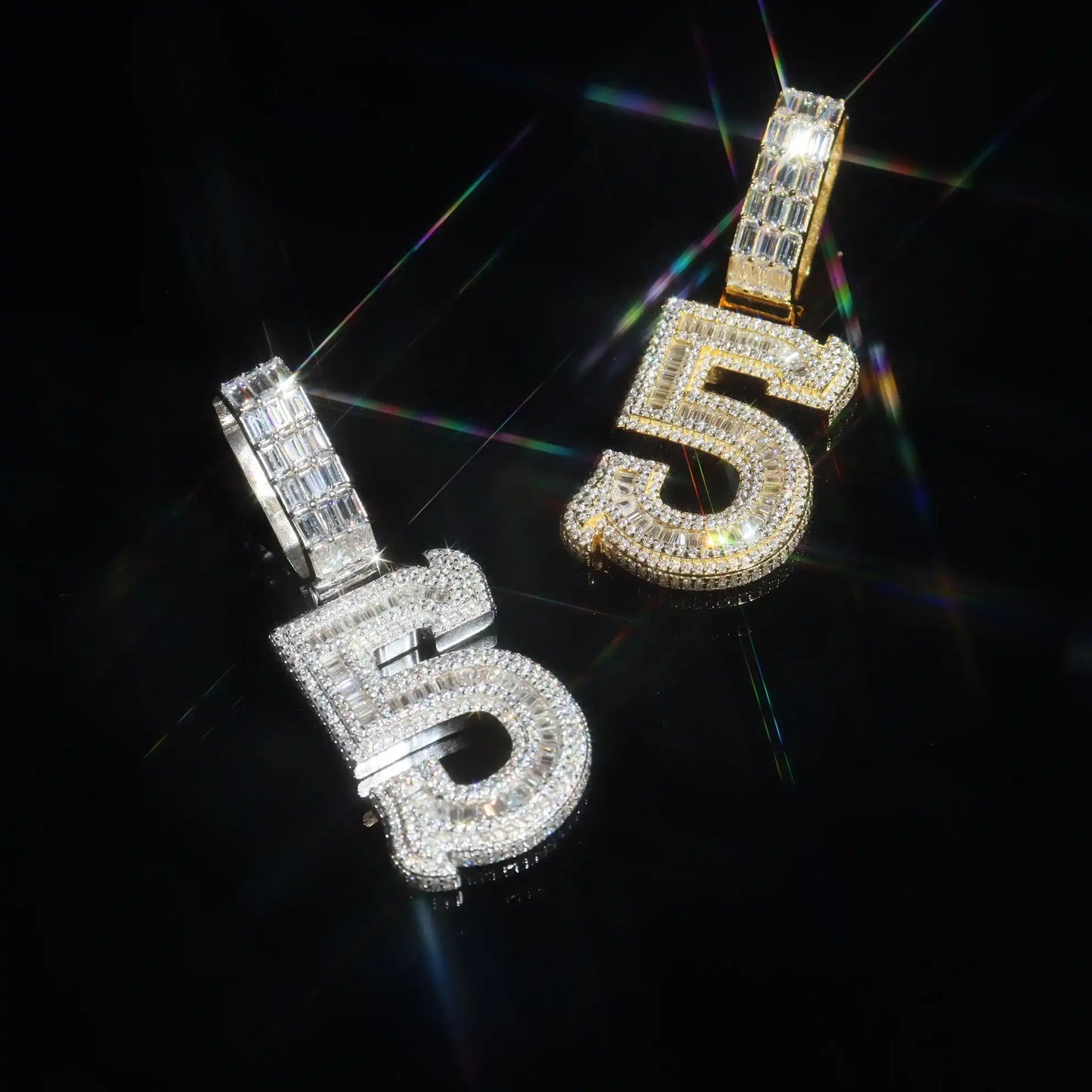 Baguette Spiked Number Custom Pendant