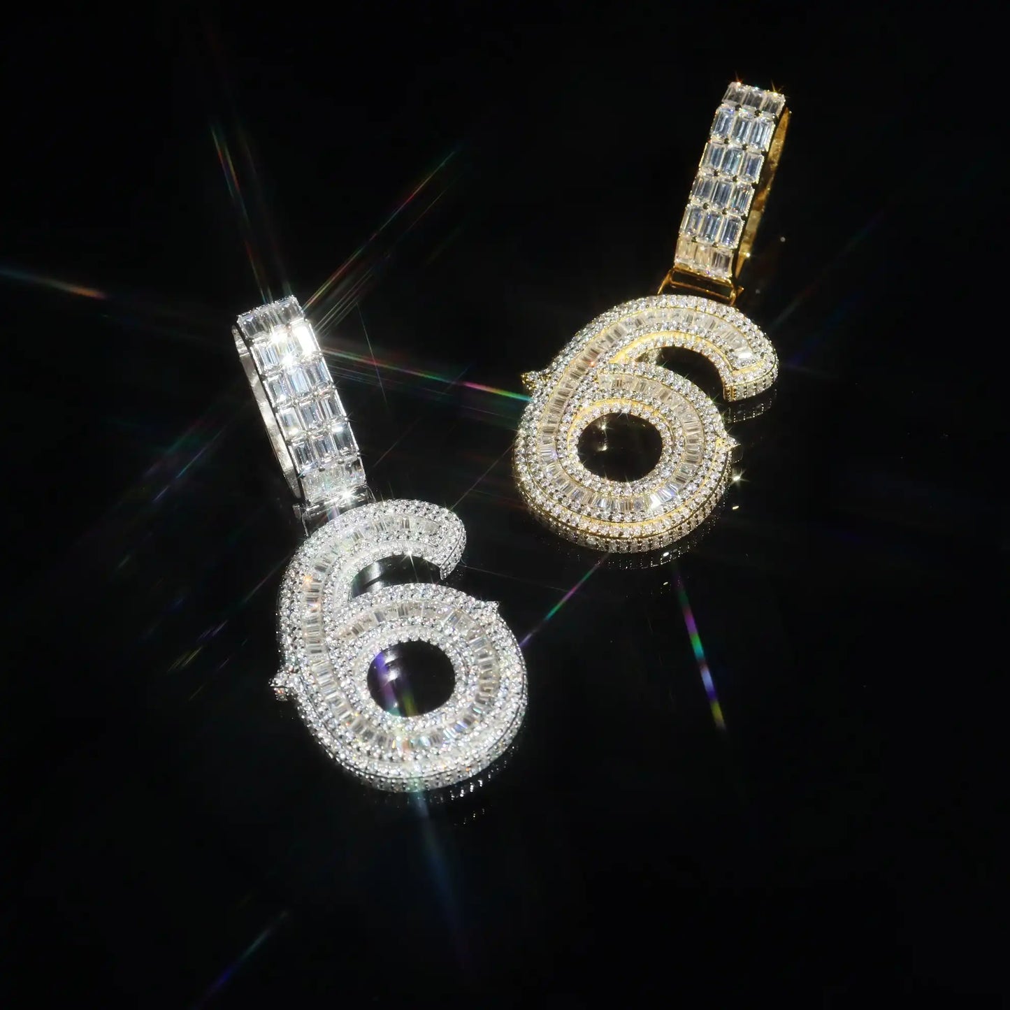 Baguette Spiked Number Custom Pendant