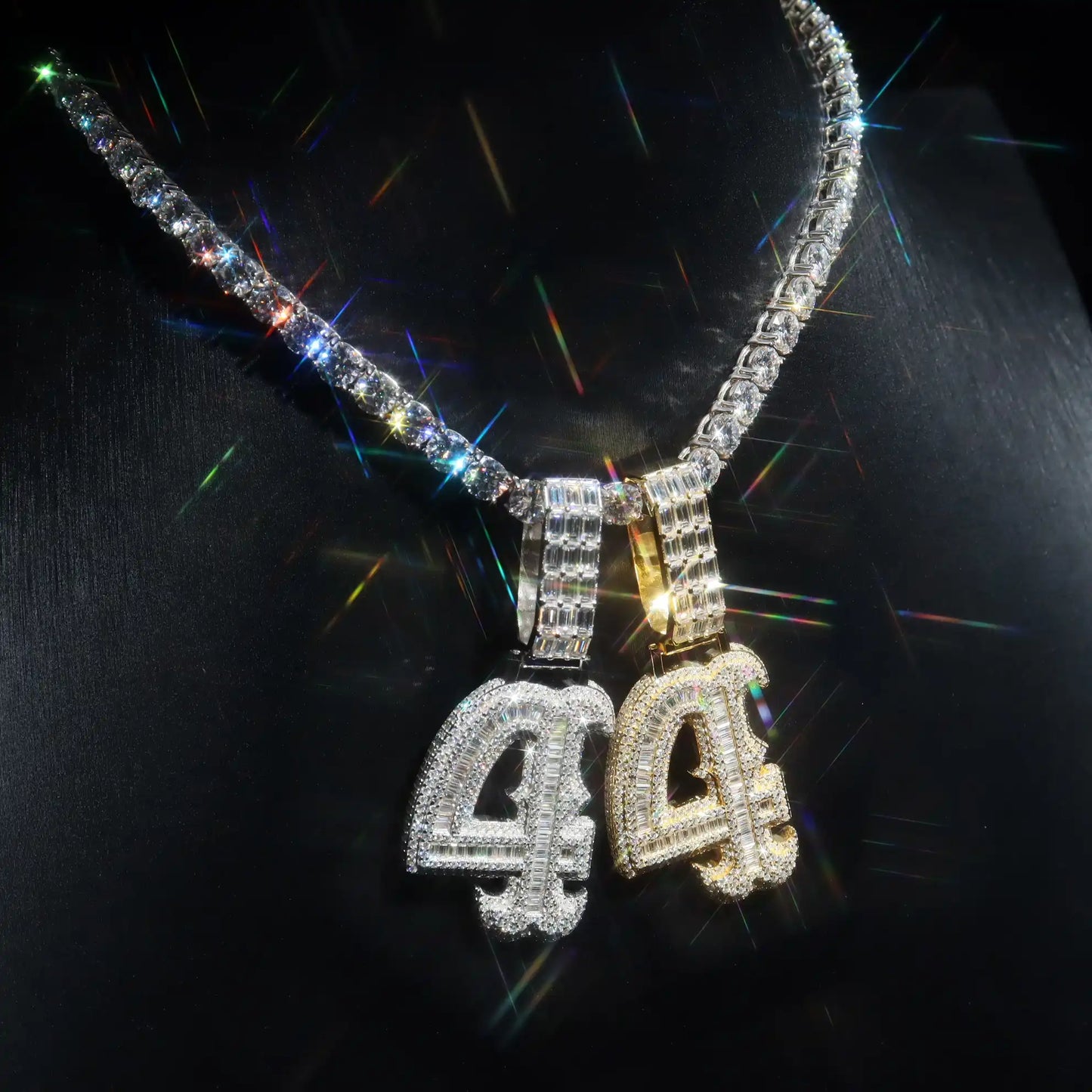 Baguette Spiked Number Custom Pendant
