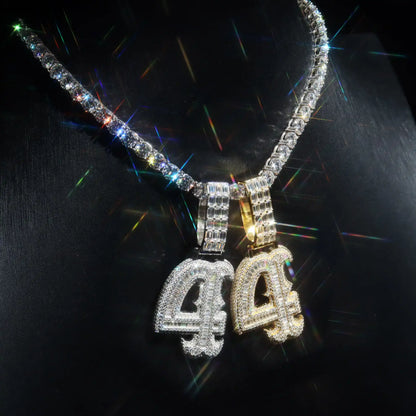Baguette Spiked Number Custom Pendant