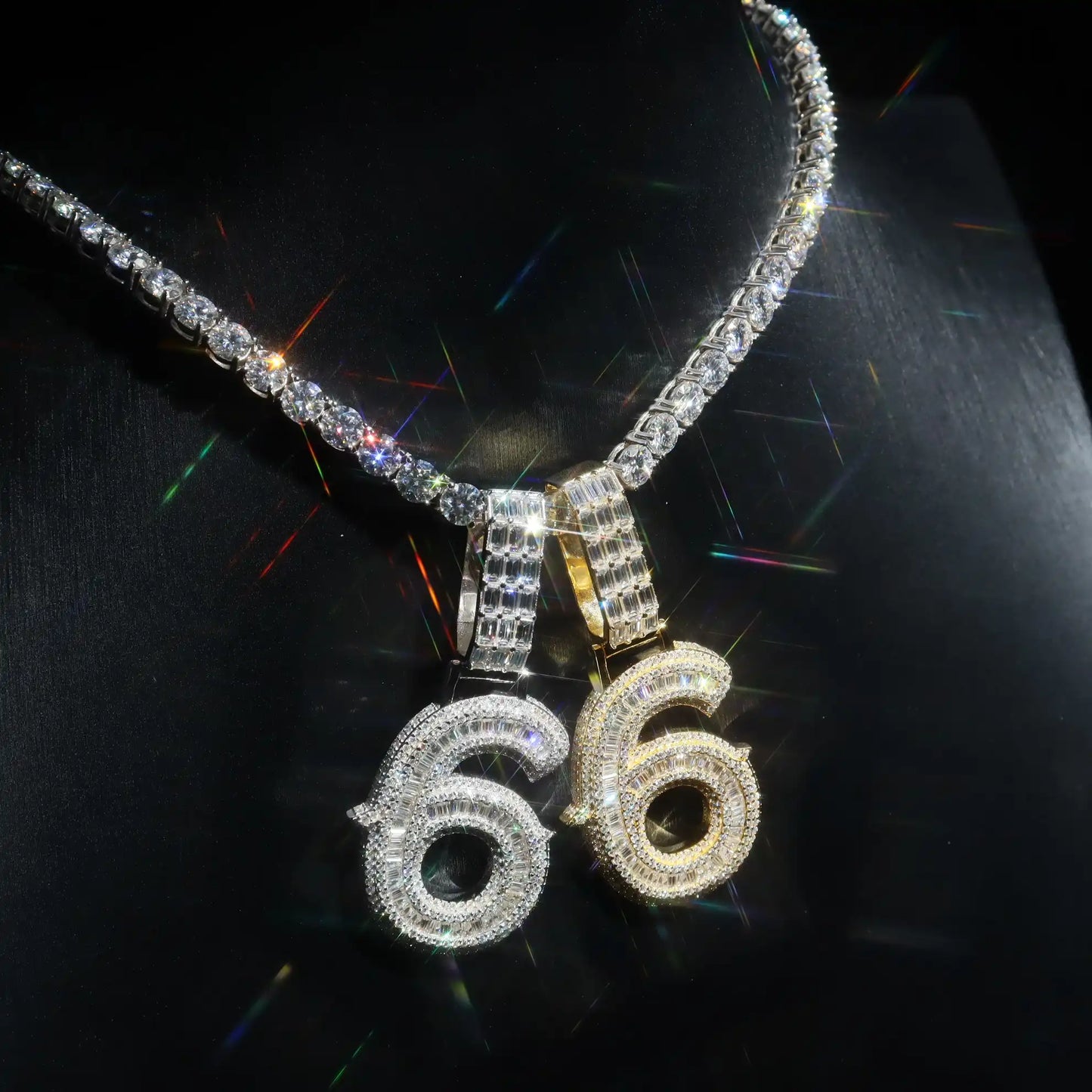 Baguette Spiked Number Custom Pendant