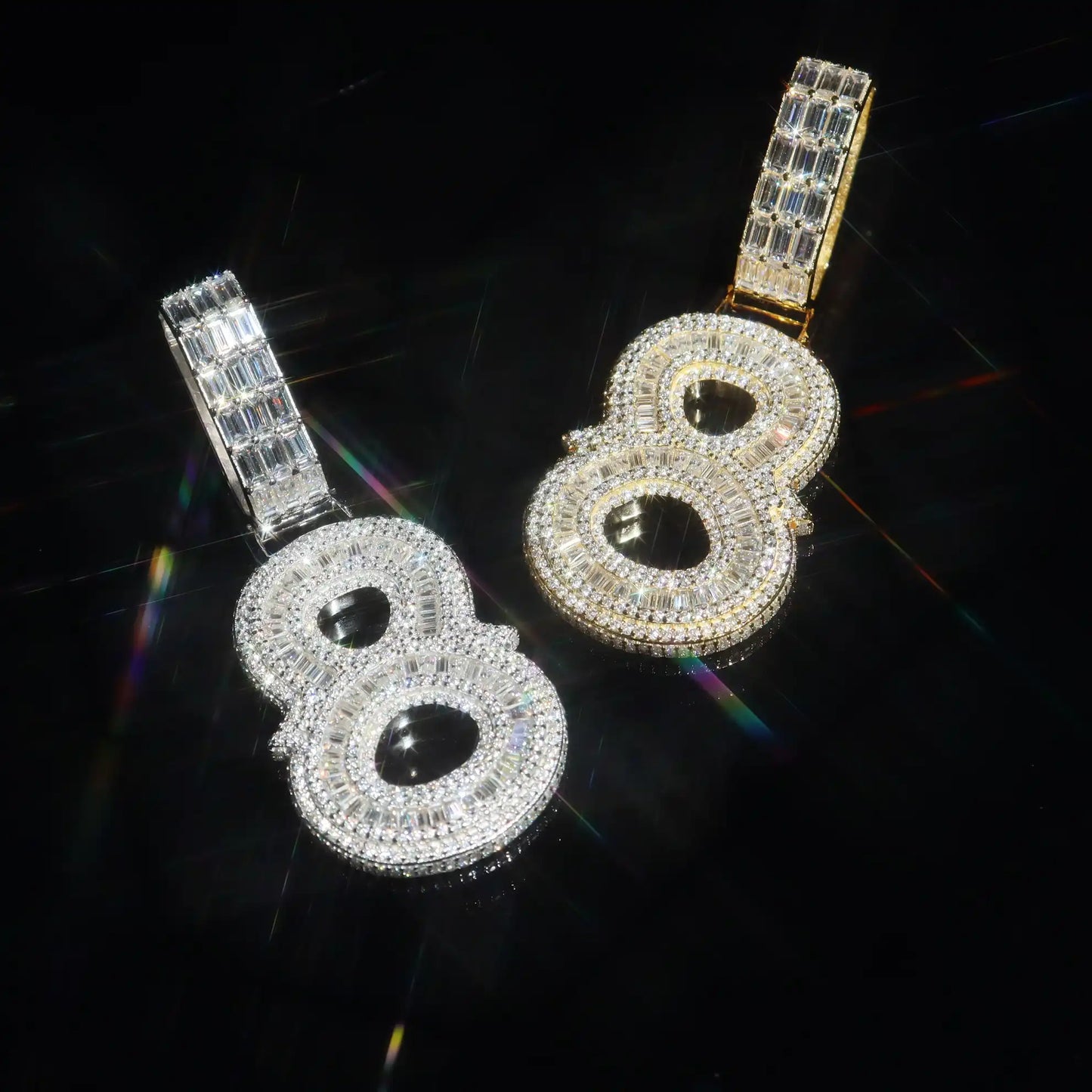 Baguette Spiked Number Custom Pendant
