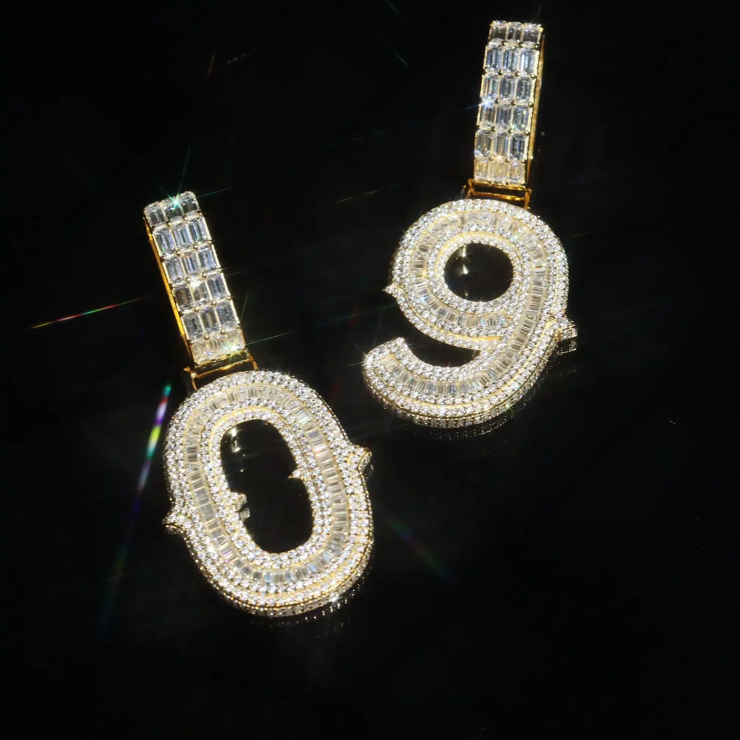 Baguette Spiked Number Custom Pendant