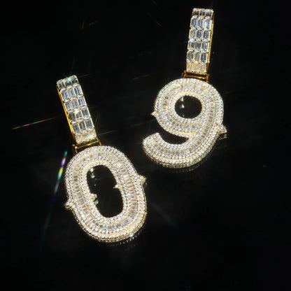 Baguette Spiked Number Custom Pendant