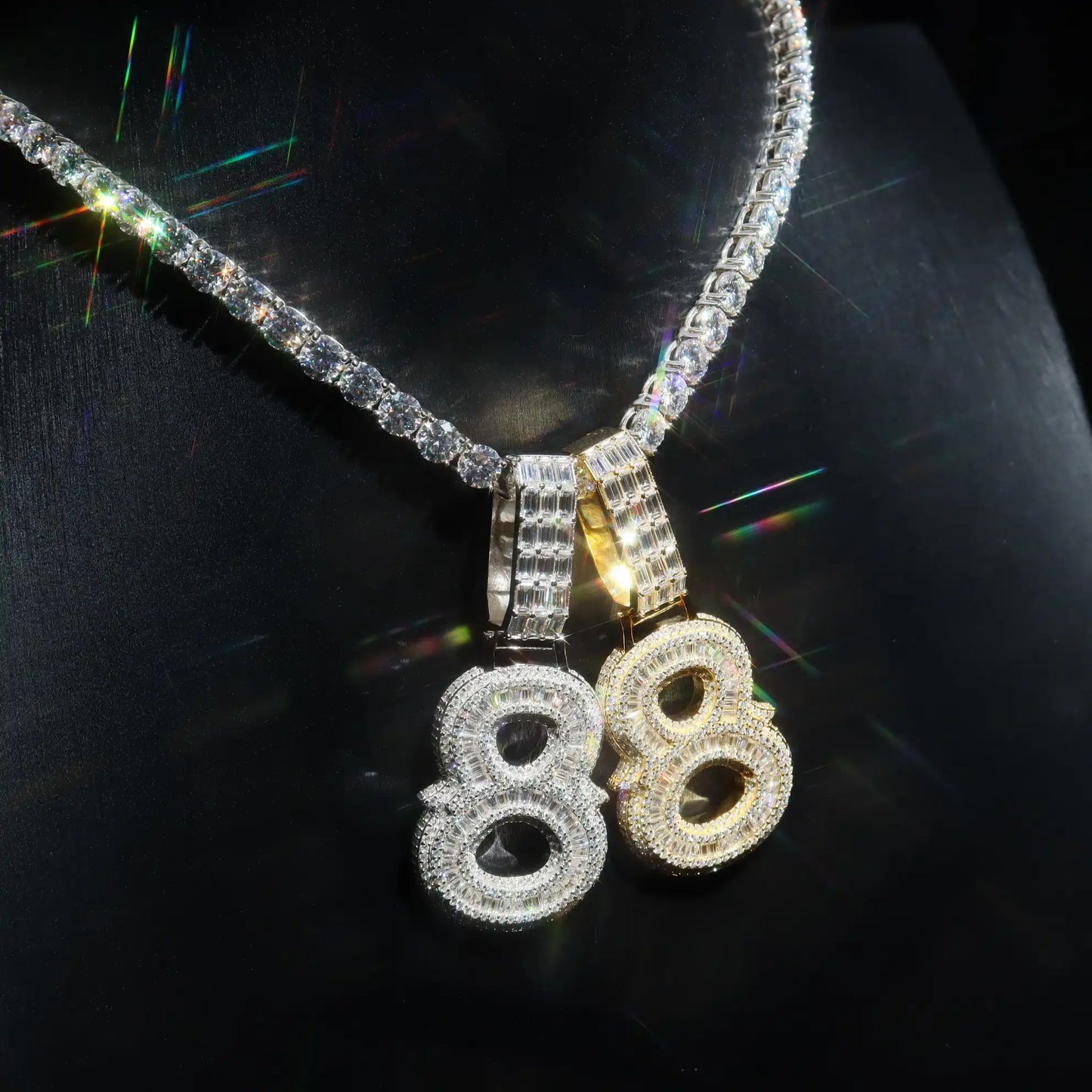 Baguette Spiked Number Custom Pendant