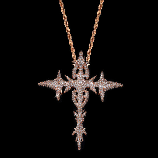 Mini Gothic Flame Cross Pendant