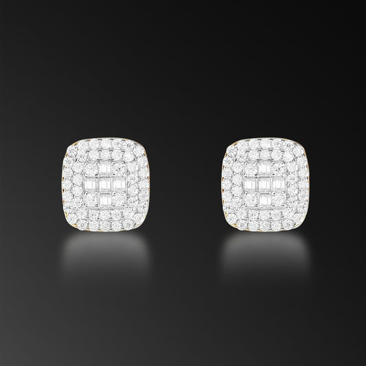 Moissanite Baguette Cross Square Stud Earring