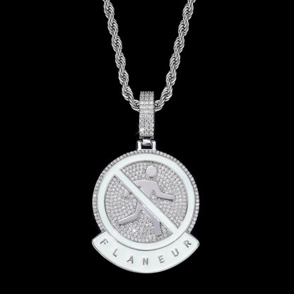 No Walking Iced Out Pendant