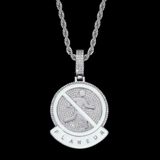 No Walking Iced Out Pendant