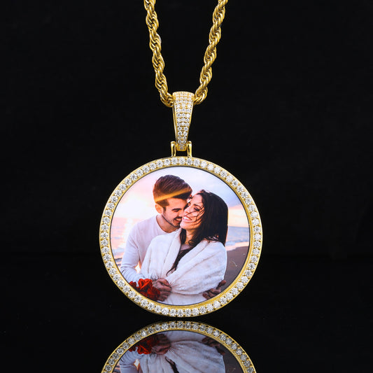 46MM Round Photo Custom Moissanite Pendant