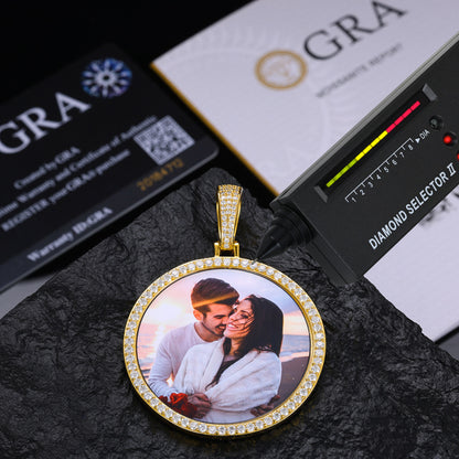 46MM Round Photo Custom Moissanite Pendant