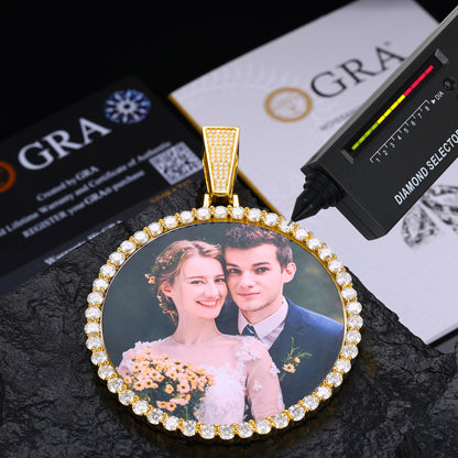 Big Round Photo Custom Moissanite Pendant