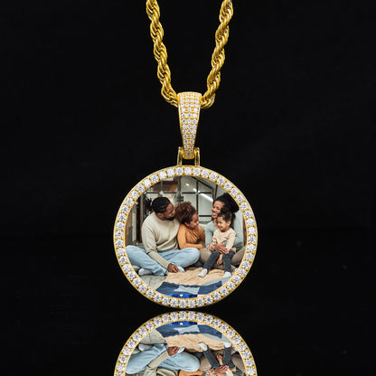 36MM Round Photo Custom Moissanite Pendant