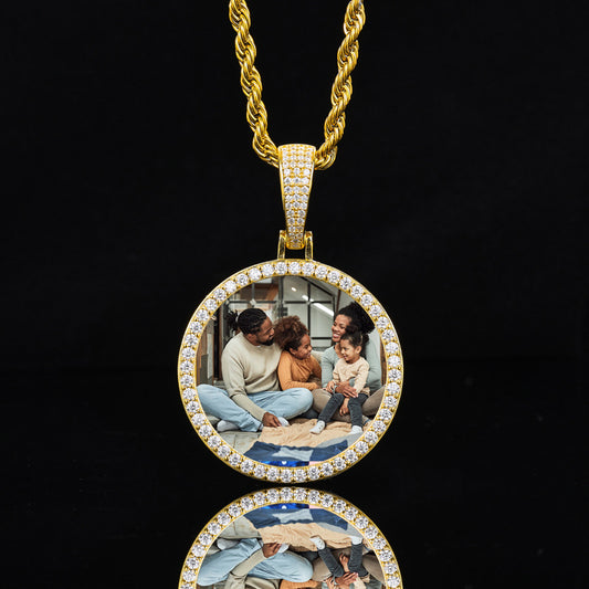 36MM Round Photo Custom Moissanite Pendant