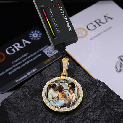 36MM Round Photo Custom Moissanite Pendant