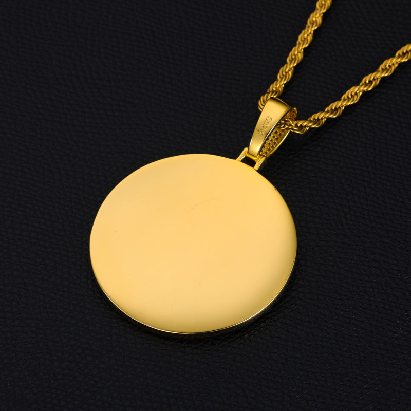 46MM Round Photo Custom Moissanite Pendant
