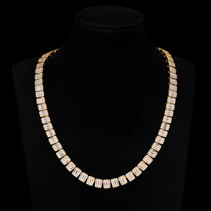 S925 Moissanite 9MM Baguette Tennis Chain