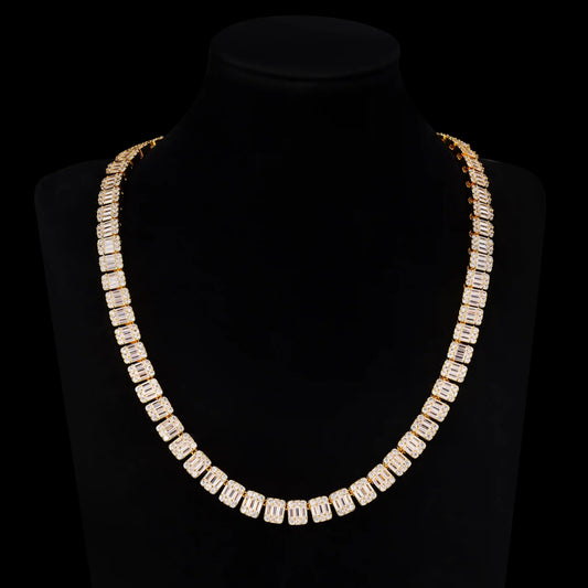S925 Moissanite 9MM Baguette Tennis Chain