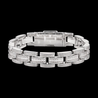3 Row Baguette & Round Iced Bracelet