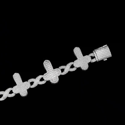 S925 Moissanite Cross Infinity Bracelet