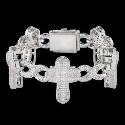 S925 Moissanite Cross Infinity Bracelet