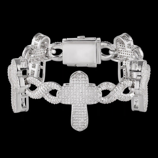 S925 Moissanite Cross Infinity Bracelet