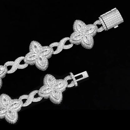 S925 Moissanite Pear Cut Flower Infinity Bracelet