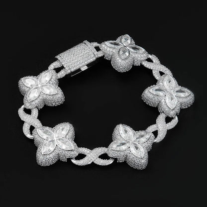 S925 Moissanite Pear Cut Flower Infinity Bracelet