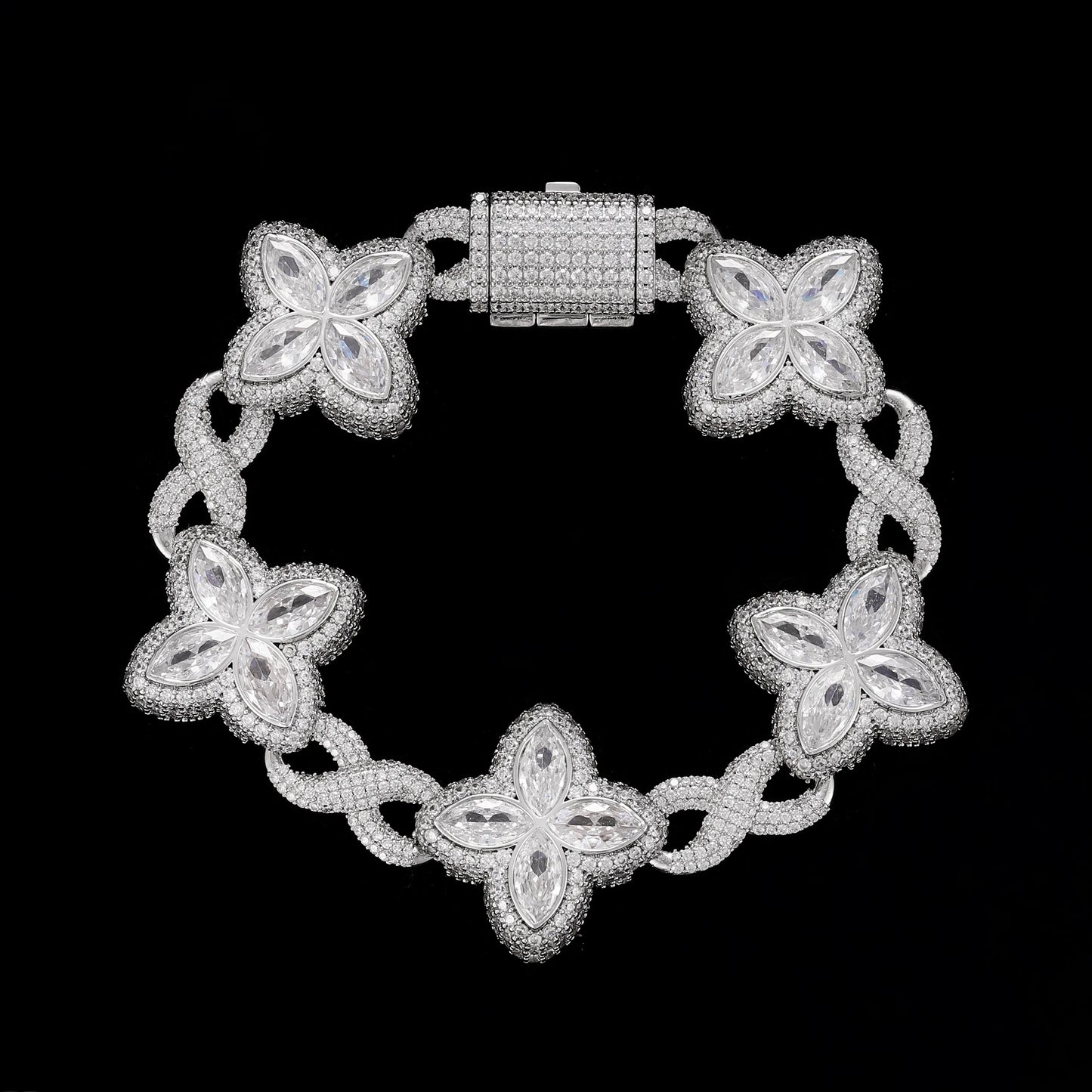 S925 Moissanite Pear Cut Flower Infinity Bracelet
