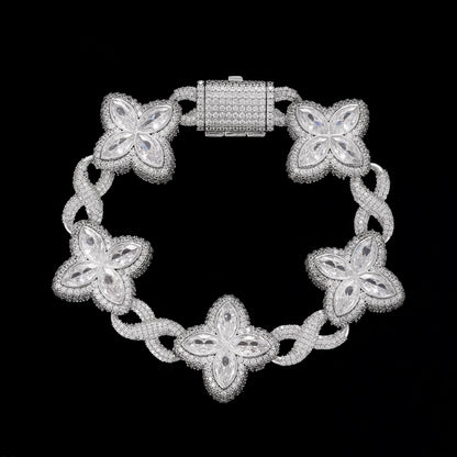 S925 Moissanite Pear Cut Flower Infinity Bracelet
