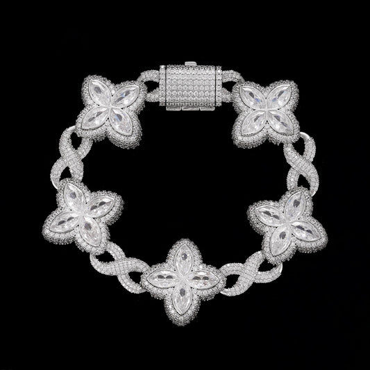 S925 Moissanite Pear Cut Flower Infinity Bracelet