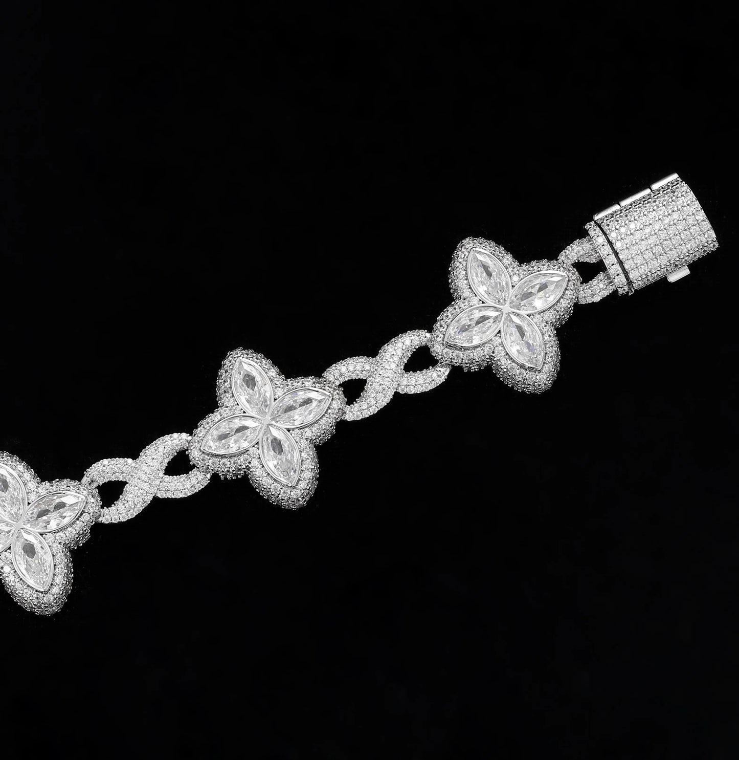 S925 Moissanite Pear Cut Flower Infinity Bracelet