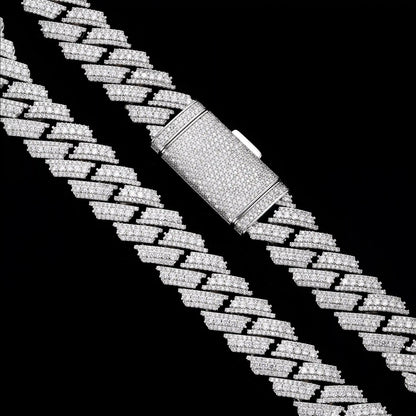 20MM Mixed Size Moissanite Prong Cuban Chain
