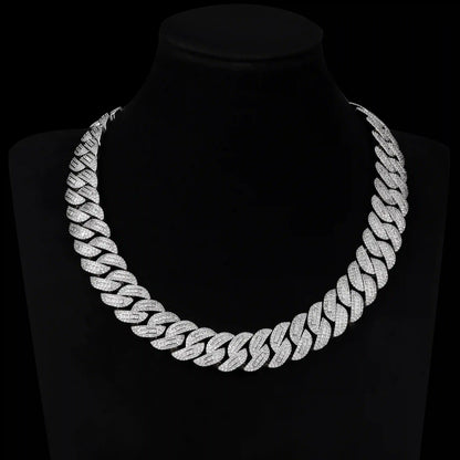 S925 Moissanite 18MM Princess Cut Cuban Chain