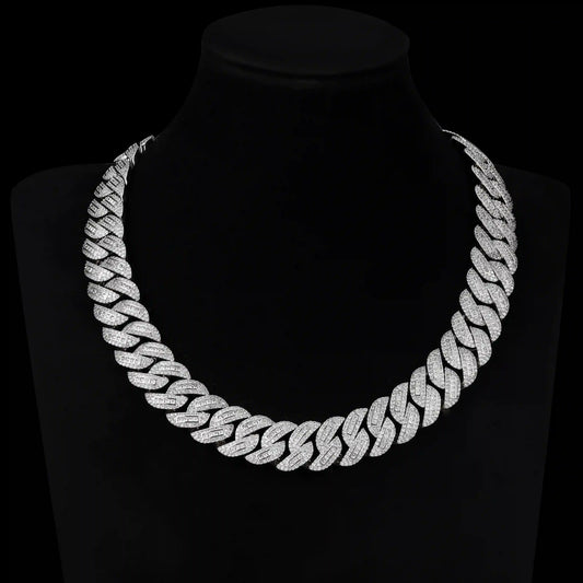 S925 Moissanite 18MM Princess Cut Cuban Chain