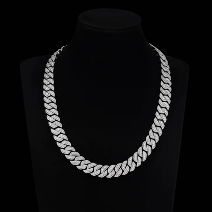 20MM Mixed Size Moissanite Prong Cuban Chain