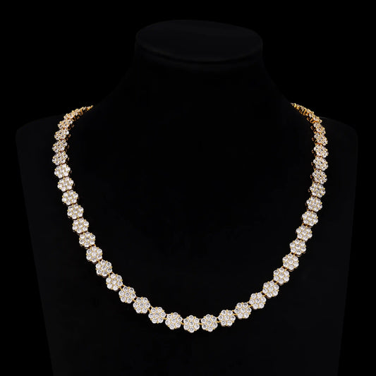 S925 Moissanite 9MM Cluster Tennis Chain
