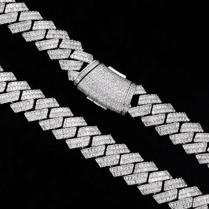 S925 Moissanite 16MM Baguette Cut Cuban Chain