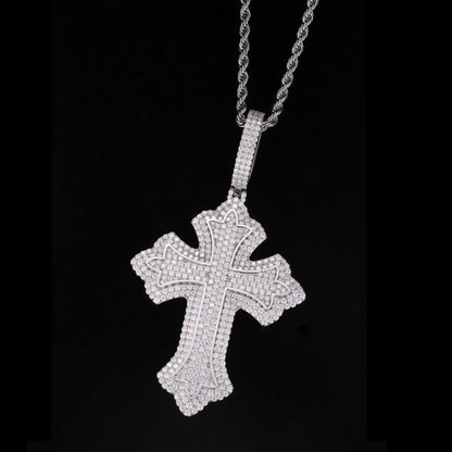 Iced Cluster Cross Pendant
