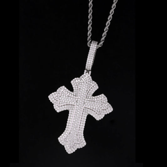 Iced Cluster Cross Pendant
