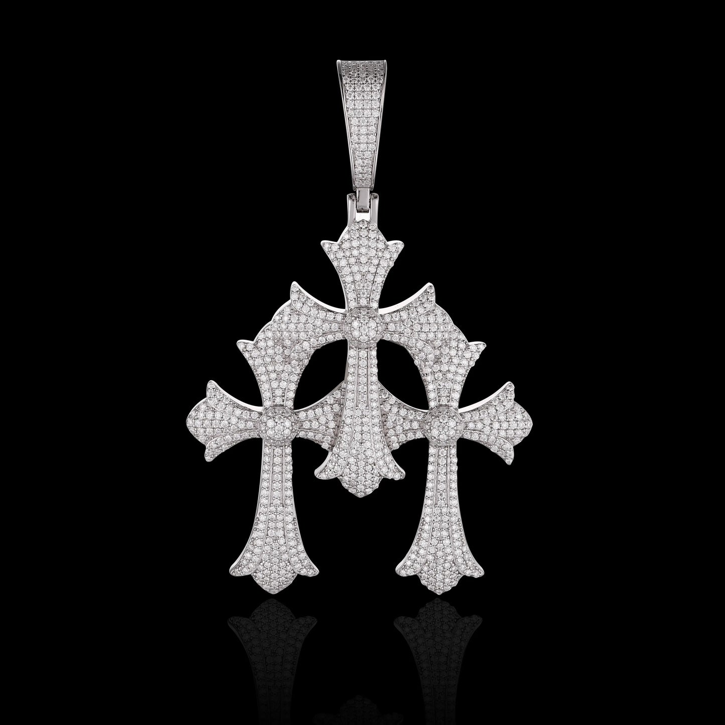 Iced Triple Cross pendant