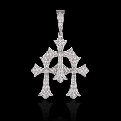 Iced Triple Cross pendant